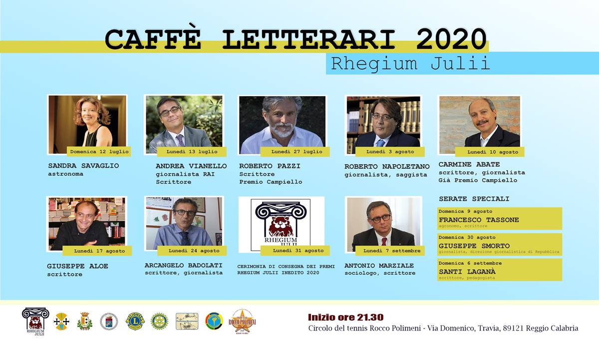 Rhegium Julii, ecco i protagonisti dei “Caffè letterari 2020”
