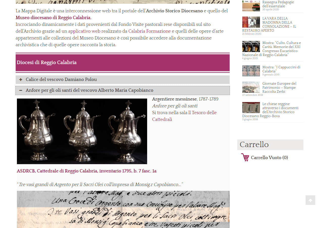 Reggio Calabria, Archivio storico diocesano e Museo diocesano nel progetto “La Memoria ritrovata”