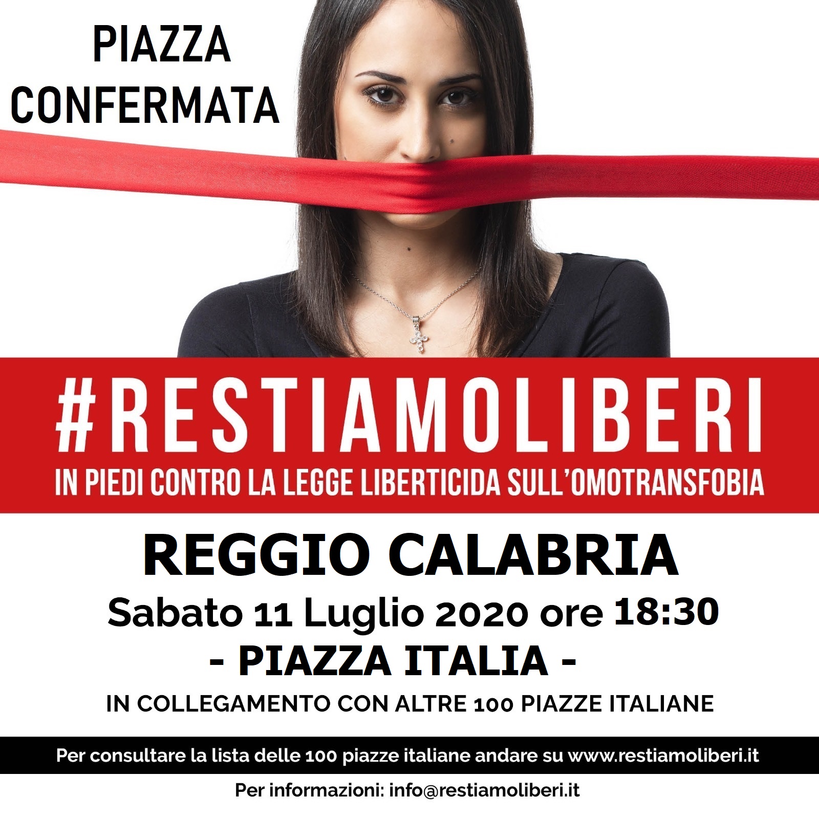 Restiamo Liberi, anche a Reggio Calabria la manifestazione contro il ddl Zan-Scalfarotto