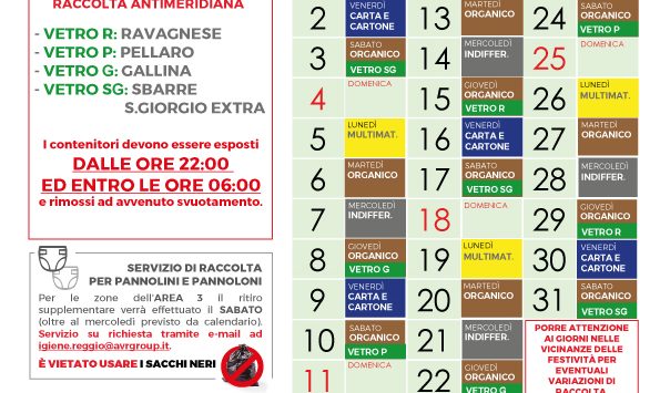 Reggio, raccolta differenziata. Nuovo calendario per il mese di ottobre