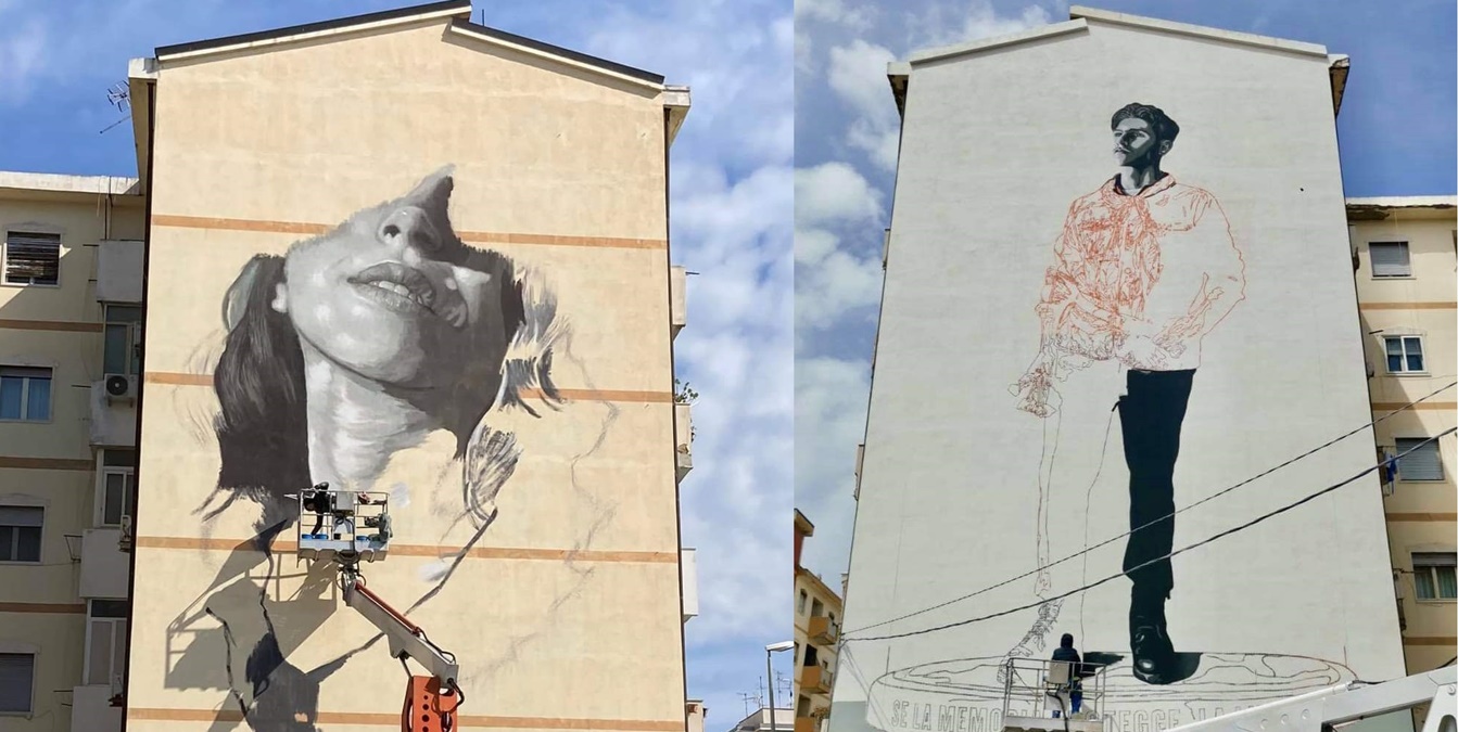 Reggio, proseguono i lavori per i due grandi murales di Largo Botteghelle