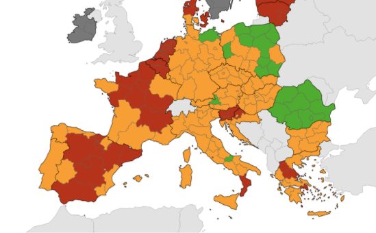 Mappa Ue rischio Covid, Italia tutta arancione: la Calabria resta “rossa”
