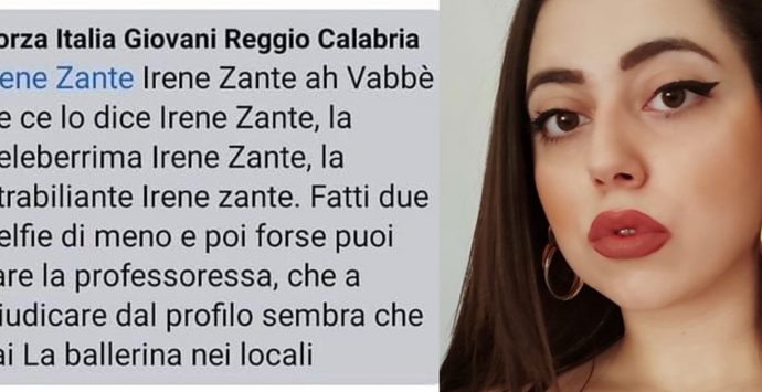 Attacchi sessisti dei Giovani di Forza Italia, Quartuccio: «Irene non è sola. I leader FI prendano le distanze»