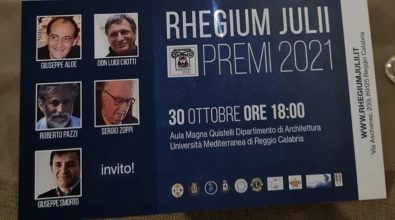 Reggio, premi Rhegium Julii a Aloe, don Ciotti, Pazzi, Zoppi e Smorto