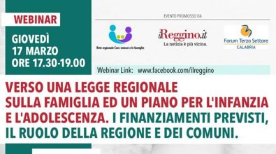 A Reggio il webinar “Verso una legge regionale sulla famiglia ed un piano per l’infanzia e l’adolescenza”