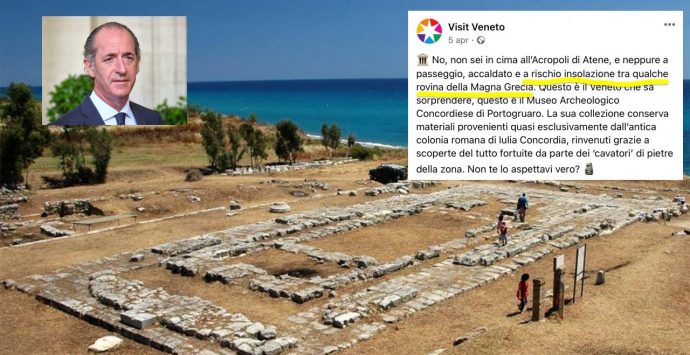 «Se visiti le rovine della Magna Grecia rischi l’insolazione»: bufera contro la pubblicità della Regione Veneto