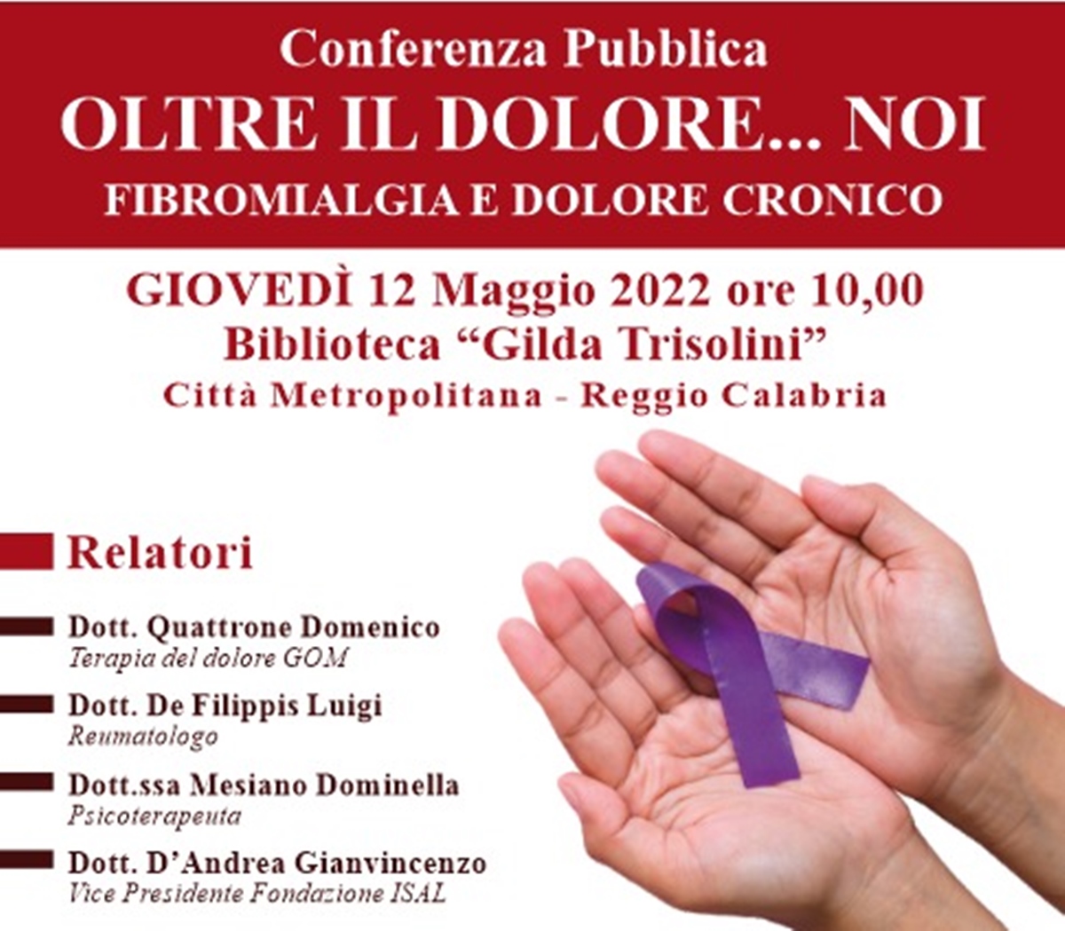 Reggio, “Oltre il dolore… noi”: l’incontro sulla fibromialgia