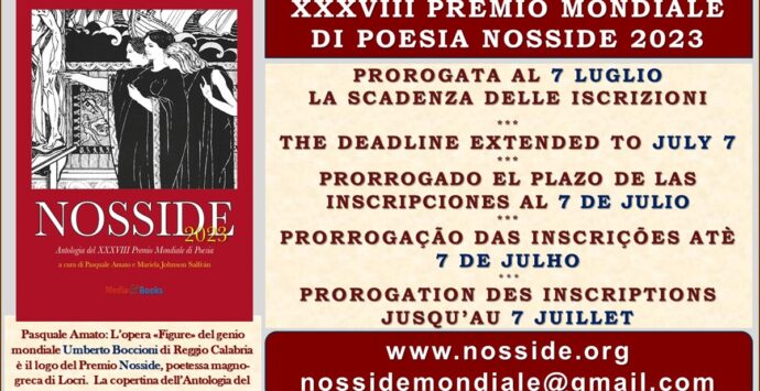 Reggio, ultime ore per le iscrizioni al 38° premio mondiale di poesia “Nosside”