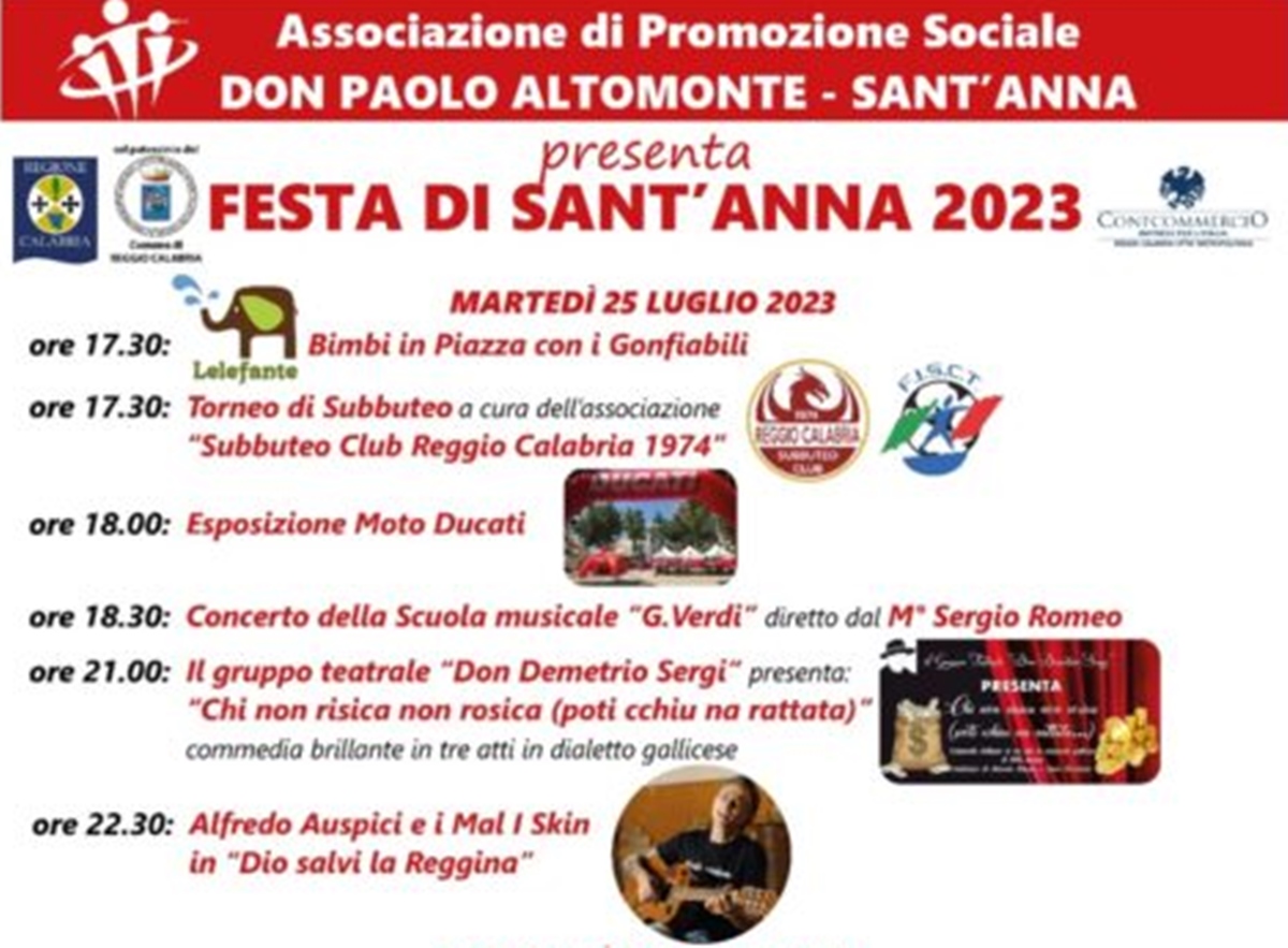 Reggio, musica e divertimento per il nuovo appuntamento della Festa di Sant’Anna