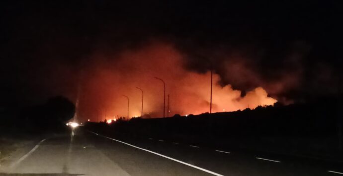 Locride, vasto incendio a ridosso della 106 tra Riace e Camini: residenti senza luce in casa