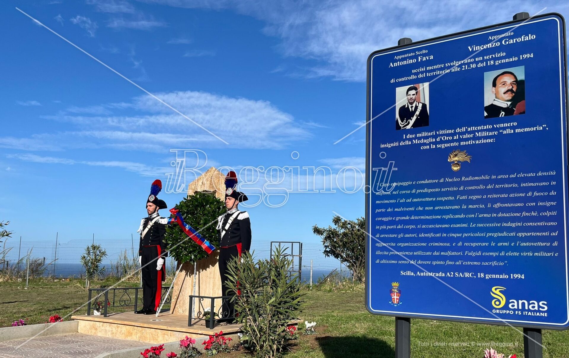 A Scilla la commemorazione solenne dei carabinieri Antonino Fava e Vincenzo Garofalo uccisi trent’anni fa – VIDEO