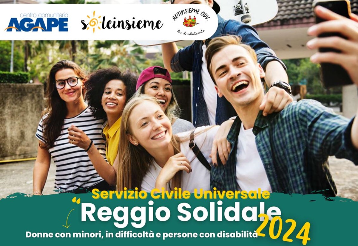 Servizio civile a Reggio: Agape, Sole insieme e Artinsieme offrono 9 posti