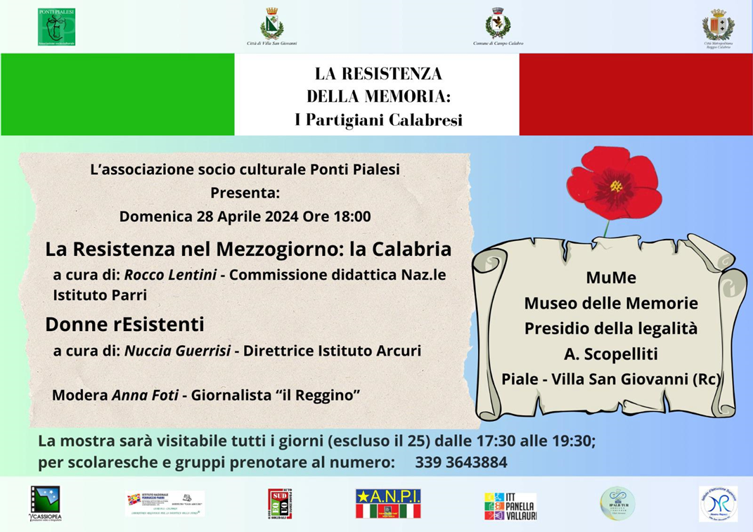 A Villa San Giovanni il terzo appuntamento “La Resistenza nel Mezzogiorno: la Calabria”