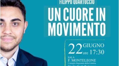 “Un Cuore in Movimento”, verrà presentato a Reggio il libro d’esordio di Filippo Quartuccio
